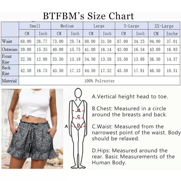 imageBTFBM Womens Summer Shorts 2023 Floral Elastic High Waisted Belted Casual Beach Ruffle Short Lounge Pants with PocketsFloral Black