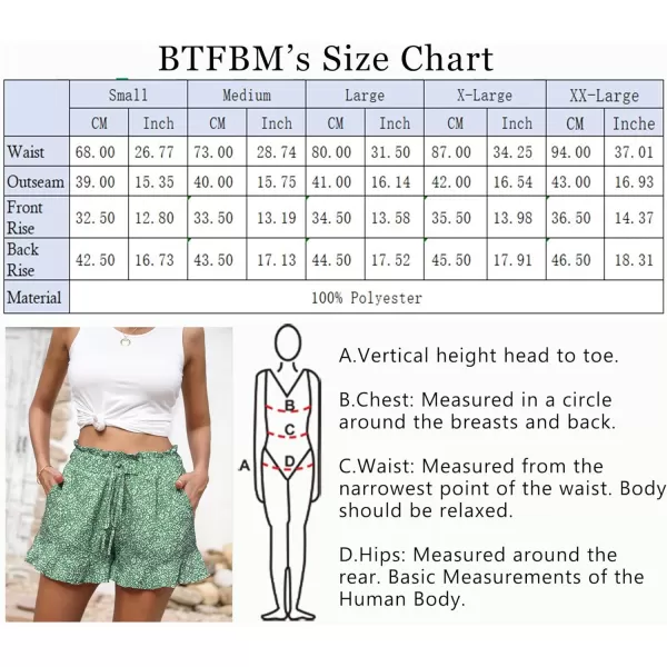 imageBTFBM Womens Summer Shorts 2023 Floral Elastic High Waisted Belted Casual Beach Ruffle Short Lounge Pants with PocketsFloral Green
