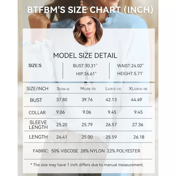 imageBTFBM Womens Sweaters Casual Long Sleeve Button Down Crew Neck Ruffle Knit Pullover Sweater Tops Solid Color StripedSolid Blue