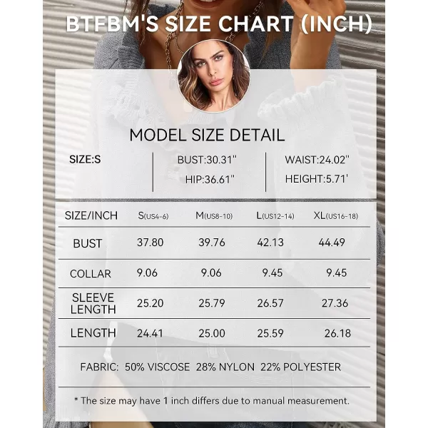 imageBTFBM Womens Sweaters Casual Long Sleeve Button Down Crew Neck Ruffle Knit Pullover Sweater Tops Solid Color StripedSolid Grey