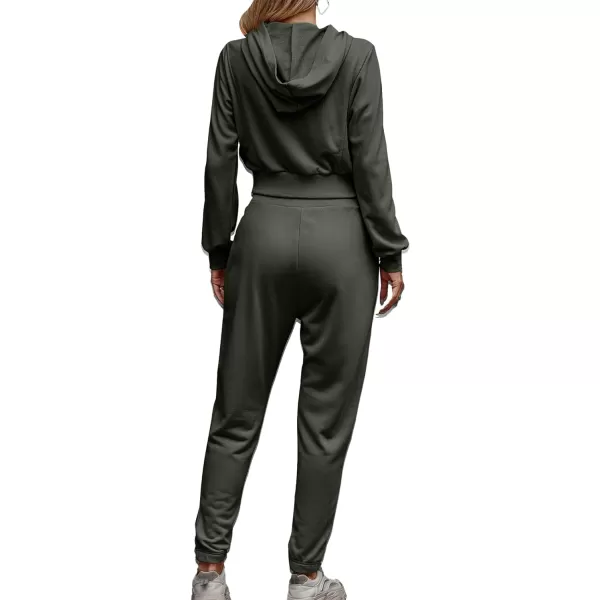 imageBTFBM Womens Sweatsuit Set Casual Pullover Hoodie Sweatpants Long Sleeve Tracksuit 2 Piece Sport Outfits Jogger SetSolid Army Green