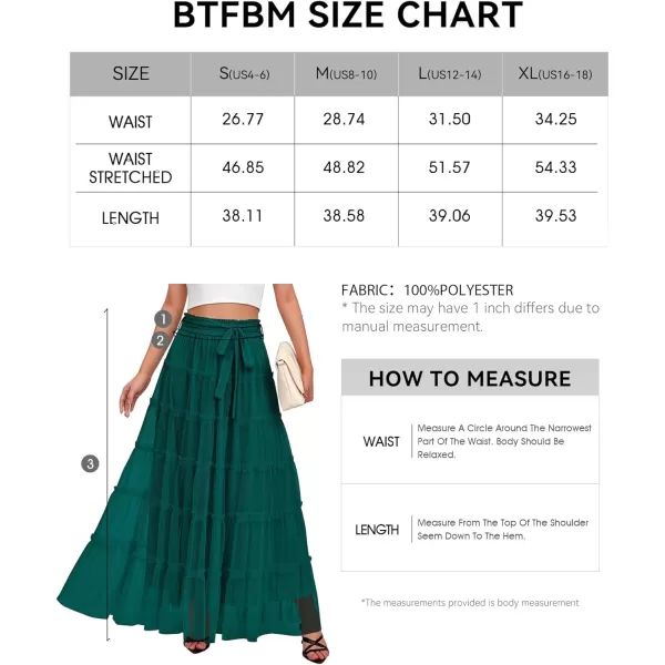 imageBTFBM Womens Tulle Skirts 2024 Summer Elastic Waist Ruffle Tiered ALine Tutu Fairy Party Cocktail Maxi Skirt with BeltSolid Dark Green