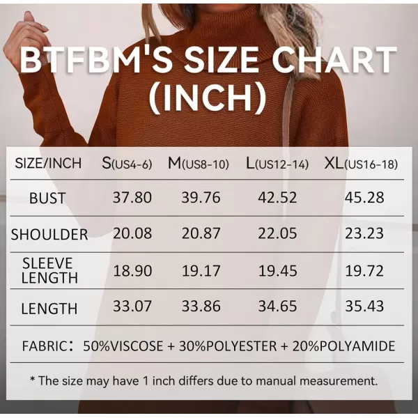 imageBTFBM Womens Turtleneck Long Sleeve Sweater Dress Side Slit Hem Fall Winter Oversized Casual Knit Pullover Sweaters TopsSolid Brown
