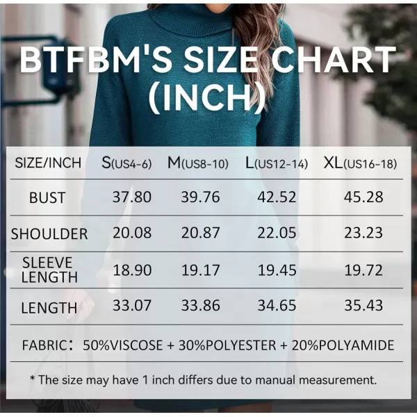 imageBTFBM Womens Turtleneck Long Sleeve Sweater Dress Side Slit Hem Fall Winter Oversized Casual Knit Pullover Sweaters TopsSolid Denim Blue