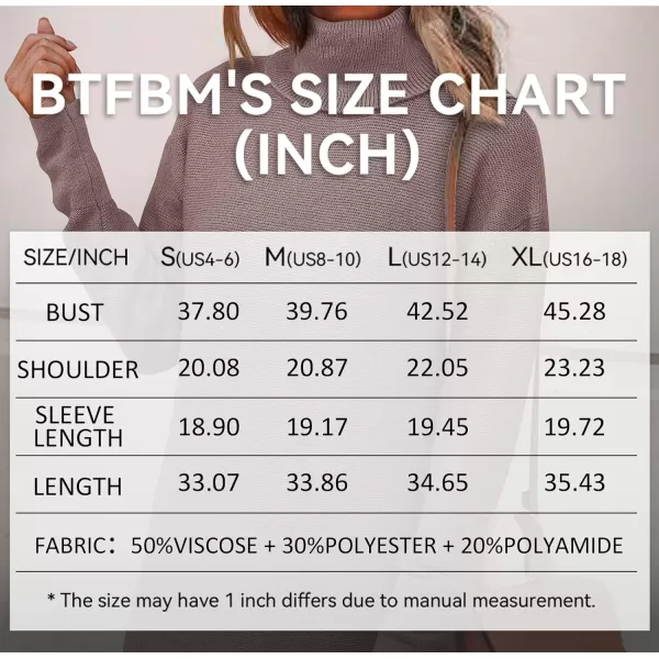imageBTFBM Womens Turtleneck Long Sleeve Sweater Dress Side Slit Hem Fall Winter Oversized Casual Knit Pullover Sweaters TopsSolid Grey Apricot