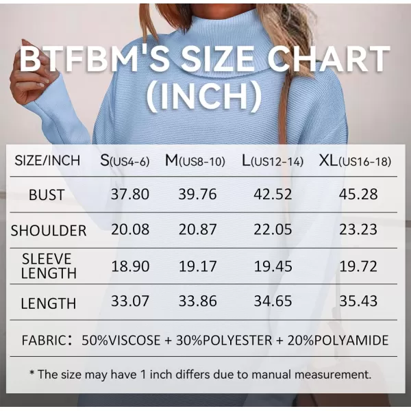 imageBTFBM Womens Turtleneck Long Sleeve Sweater Dress Side Slit Hem Fall Winter Oversized Casual Knit Pullover Sweaters TopsSolid Light Blue