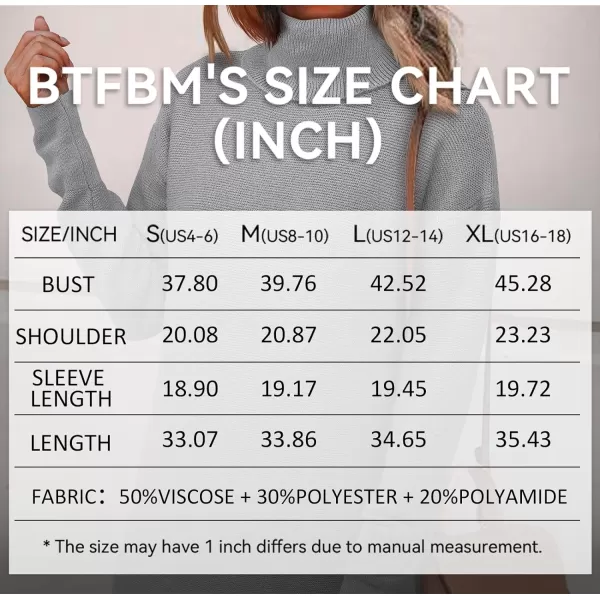 imageBTFBM Womens Turtleneck Long Sleeve Sweater Dress Side Slit Hem Fall Winter Oversized Casual Knit Pullover Sweaters TopsSolid Light Grey