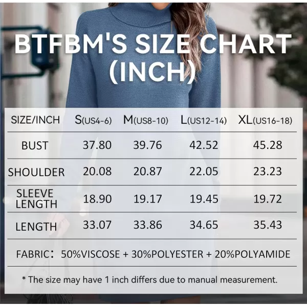 imageBTFBM Womens Turtleneck Long Sleeve Sweater Dress Side Slit Hem Fall Winter Oversized Casual Knit Pullover Sweaters TopsSolid Light Grey Blue