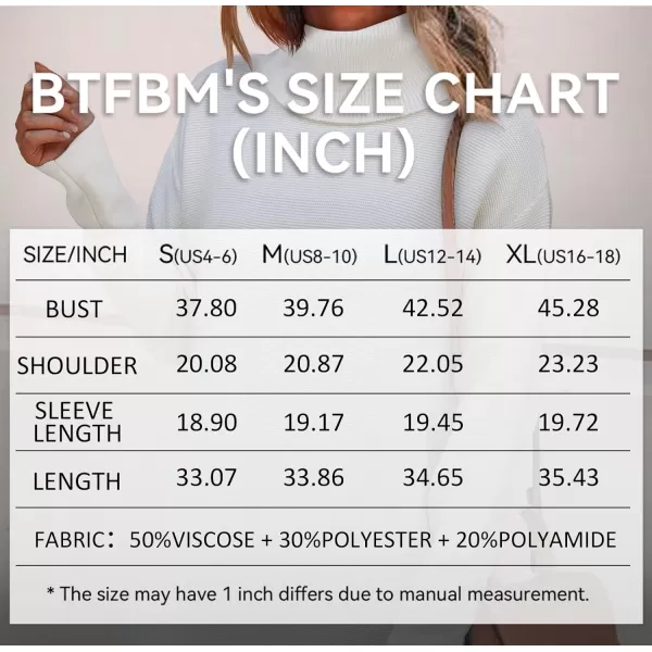 imageBTFBM Womens Turtleneck Long Sleeve Sweater Dress Side Slit Hem Fall Winter Oversized Casual Knit Pullover Sweaters TopsSolid White