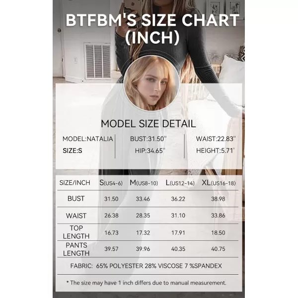 imageBTFBM Womens Two Piece Lounge Set Long Sleeve Bodycon Ribbed Knit Crop Top Loose Wide Leg Pant Casual Outfits SweatsuitSolid Dark Grey