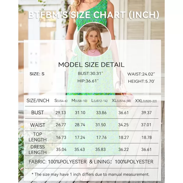 imageBTFBM Womens Two Piece Summer Outfits Boho One Shoulder Beach Dresses Smocked Tube Top Flowy Floral Long Maxi Skirt SetFloral Green Blue