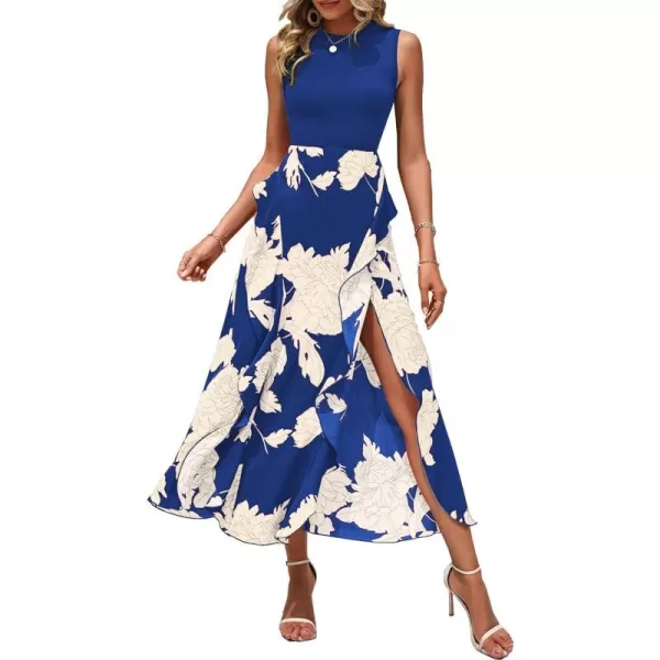 White Floral Bright Blue