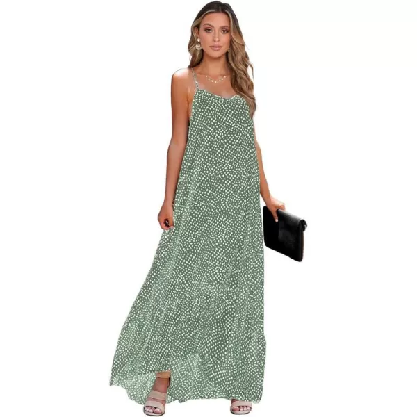 imageBTFBM Women Casual Summer Dresses 2023 Spaghetti Strap Sleeveless Sundress Print Ruffle Flowy Boho Beach Long Maxi DressPrint Floral Green