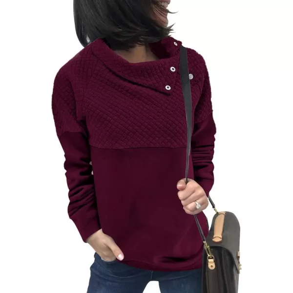 imageBTFBM Women Fashion Quilted Pattern Lightweight Zipper Long Sleeve Plain Casual Ladies Sweatshirts Pullovers Shirts TopsOblique Red