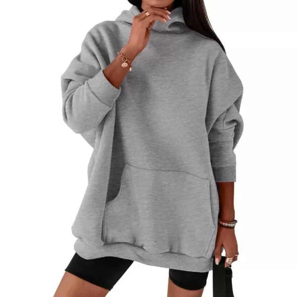 imageBTFBM Women Oversized Hoodies Pullover Fleece Hooded Sweatshirt Casual Long Sleeve Tops Sweater Fall Winter Fashion 2023Solid Grey