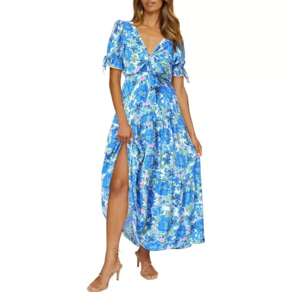 Big Floral White Blue