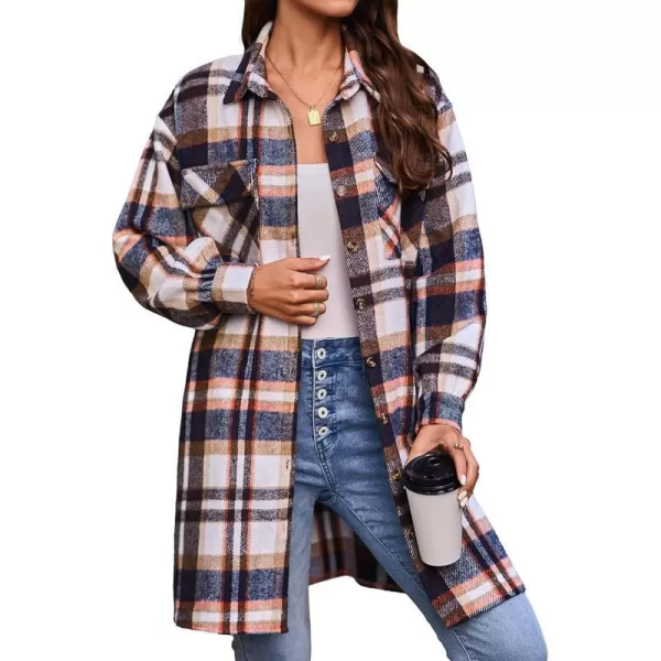 imageBTFBM Womens Corduroy Shacket Jacket Shirts Lapel Long Sleeve Oversized 2023 Fall Winter Button Down Shirt Dress PocketPlaid Dark Blue