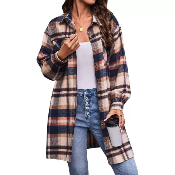 imageBTFBM Womens Corduroy Shacket Jacket Shirts Lapel Long Sleeve Oversized 2023 Fall Winter Button Down Shirt Dress PocketPlaid Orange