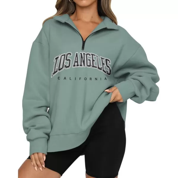 imageBTFBM Womens Quarter Zip Long Sleeve Sweatshirt Oversized Casual 2023 Fall Winter Fashion Hoodies Pullover Y2K ClothesZipper Grey Blue