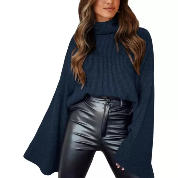 imageBTFBM Womens Turtleneck Pullover Sweaters 2023 Fall Winter Bell Long Sleeve Slouchy Oversized Ribbed Knit Jumper TopsBTFBM Womens Turtleneck Pullover Sweaters 2023 Fall Winter Bell Long Sleeve Slouchy Oversized Ribbed Knit Jumper Tops