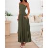 imageBTFBM Summer Maxi Dress for Women 2025 Strapless Ruched Flowy A Line Long Sundress Wedding Beach Vacation Dresses PocketArmy Green