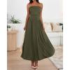 imageBTFBM Summer Maxi Dress for Women 2025 Strapless Ruched Flowy A Line Long Sundress Wedding Beach Vacation Dresses PocketArmy Green