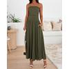 imageBTFBM Summer Maxi Dress for Women 2025 Strapless Ruched Flowy A Line Long Sundress Wedding Beach Vacation Dresses PocketArmy Green