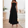 imageBTFBM Summer Maxi Dress for Women 2025 Strapless Ruched Flowy A Line Long Sundress Wedding Beach Vacation Dresses PocketBlack