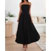 imageBTFBM Summer Maxi Dress for Women 2025 Strapless Ruched Flowy A Line Long Sundress Wedding Beach Vacation Dresses PocketBlack