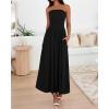 imageBTFBM Summer Maxi Dress for Women 2025 Strapless Ruched Flowy A Line Long Sundress Wedding Beach Vacation Dresses PocketBlack