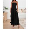 imageBTFBM Summer Maxi Dress for Women 2025 Strapless Ruched Flowy A Line Long Sundress Wedding Beach Vacation Dresses PocketBlack