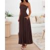 imageBTFBM Summer Maxi Dress for Women 2025 Strapless Ruched Flowy A Line Long Sundress Wedding Beach Vacation Dresses PocketBrown