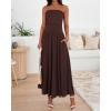 imageBTFBM Summer Maxi Dress for Women 2025 Strapless Ruched Flowy A Line Long Sundress Wedding Beach Vacation Dresses PocketBrown