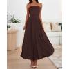 imageBTFBM Summer Maxi Dress for Women 2025 Strapless Ruched Flowy A Line Long Sundress Wedding Beach Vacation Dresses PocketBrown