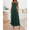 imageBTFBM Summer Maxi Dress for Women 2025 Strapless Ruched Flowy A Line Long Sundress Wedding Beach Vacation Dresses PocketDark Green