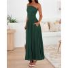 imageBTFBM Summer Maxi Dress for Women 2025 Strapless Ruched Flowy A Line Long Sundress Wedding Beach Vacation Dresses PocketDark Green