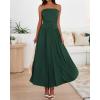 imageBTFBM Summer Maxi Dress for Women 2025 Strapless Ruched Flowy A Line Long Sundress Wedding Beach Vacation Dresses PocketDark Green