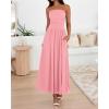 imageBTFBM Summer Maxi Dress for Women 2025 Strapless Ruched Flowy A Line Long Sundress Wedding Beach Vacation Dresses PocketPink