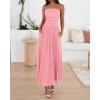 imageBTFBM Summer Maxi Dress for Women 2025 Strapless Ruched Flowy A Line Long Sundress Wedding Beach Vacation Dresses PocketPink