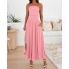 imageBTFBM Summer Maxi Dress for Women 2025 Strapless Ruched Flowy A Line Long Sundress Wedding Beach Vacation Dresses PocketPink