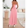 imageBTFBM Summer Maxi Dress for Women 2025 Strapless Ruched Flowy A Line Long Sundress Wedding Beach Vacation Dresses PocketPink