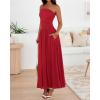 imageBTFBM Summer Maxi Dress for Women 2025 Strapless Ruched Flowy A Line Long Sundress Wedding Beach Vacation Dresses PocketRed