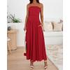 imageBTFBM Summer Maxi Dress for Women 2025 Strapless Ruched Flowy A Line Long Sundress Wedding Beach Vacation Dresses PocketRed