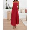 imageBTFBM Summer Maxi Dress for Women 2025 Strapless Ruched Flowy A Line Long Sundress Wedding Beach Vacation Dresses PocketRed