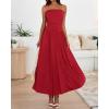 imageBTFBM Summer Maxi Dress for Women 2025 Strapless Ruched Flowy A Line Long Sundress Wedding Beach Vacation Dresses PocketRed
