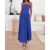 imageBTFBM Summer Maxi Dress for Women 2025 Strapless Ruched Flowy A Line Long Sundress Wedding Beach Vacation Dresses PocketRoyal Blue