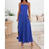 imageBTFBM Summer Maxi Dress for Women 2025 Strapless Ruched Flowy A Line Long Sundress Wedding Beach Vacation Dresses PocketRoyal Blue