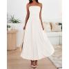 imageBTFBM Summer Maxi Dress for Women 2025 Strapless Ruched Flowy A Line Long Sundress Wedding Beach Vacation Dresses PocketWhite