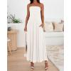 imageBTFBM Summer Maxi Dress for Women 2025 Strapless Ruched Flowy A Line Long Sundress Wedding Beach Vacation Dresses PocketWhite