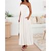 imageBTFBM Summer Maxi Dress for Women 2025 Strapless Ruched Flowy A Line Long Sundress Wedding Beach Vacation Dresses PocketWhite